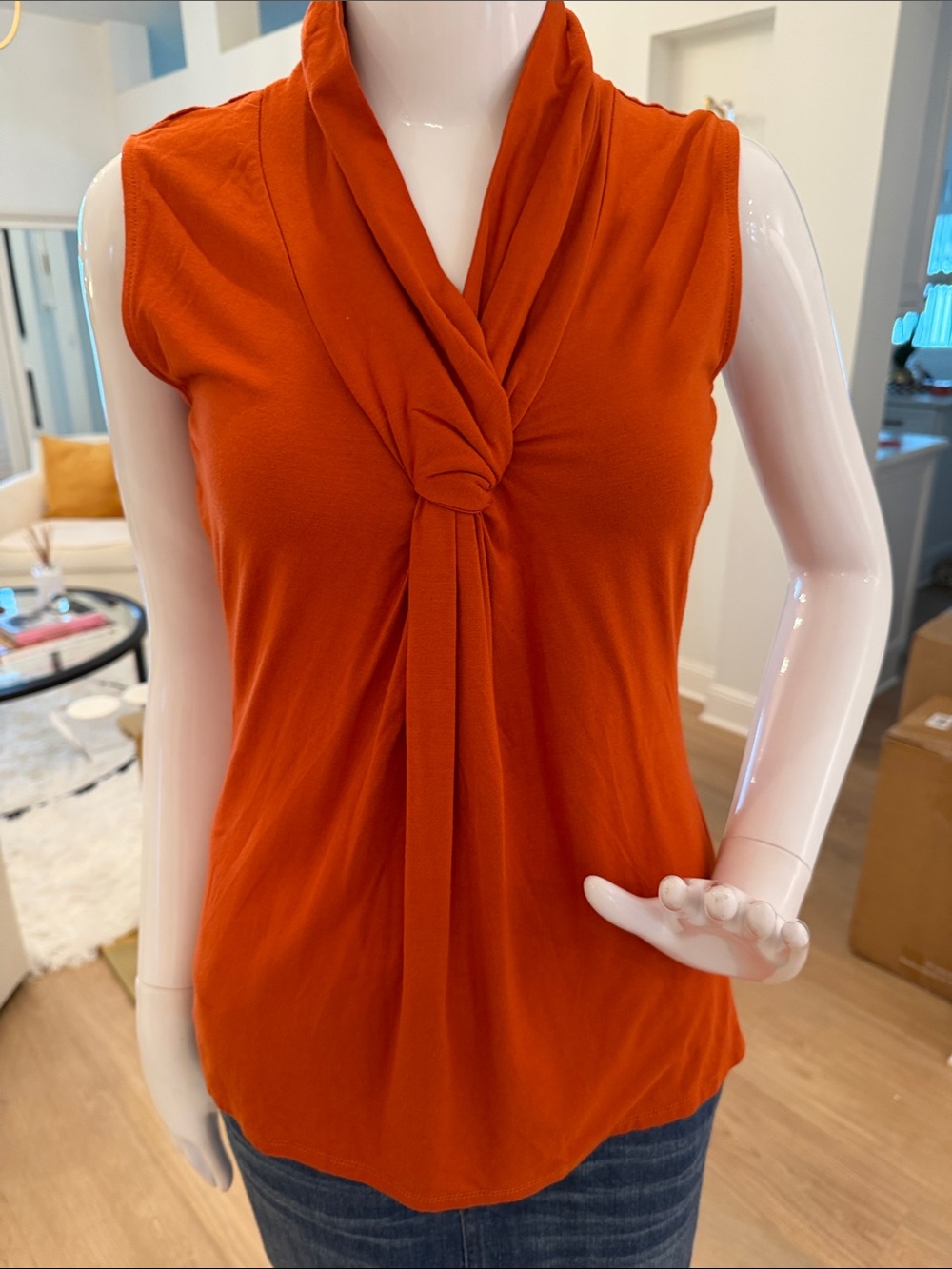 IMAN Sleeveless Knot-Front Camisole in Burnt Orange